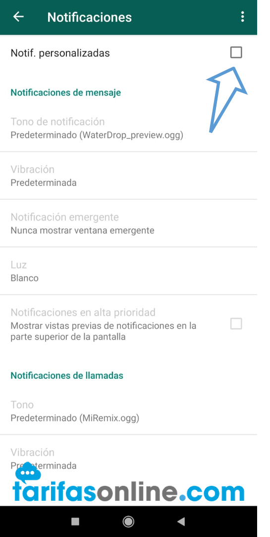 Paso 3: Activamos “Notif. Personalizadas